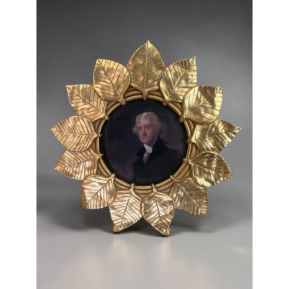 Vintage MMA Gold Leaf Wreath Picture Frame Benjamin Franklin Trumbull 4.5"